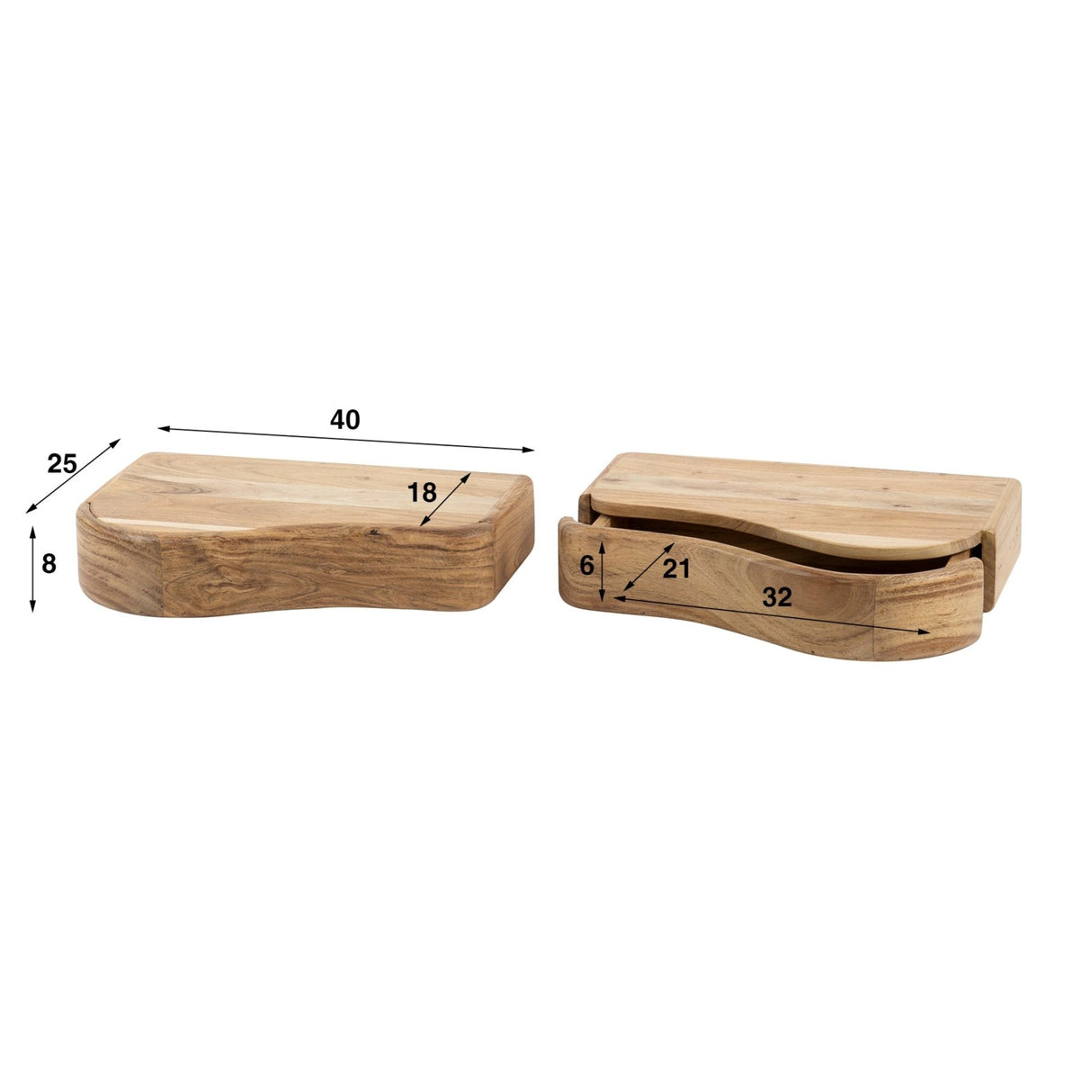 Nachtkastjes - Acacia wand - nachtkastjes Nova L/R (set van 2) - Dimehouse