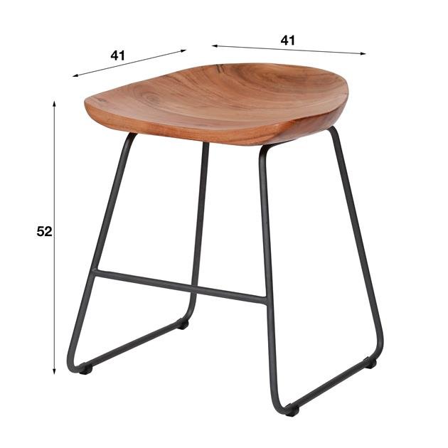 Set di 2 sgabelli bassi industriali in legno di acacia Novi - Altezza seduta 52 cm - Senza schienale