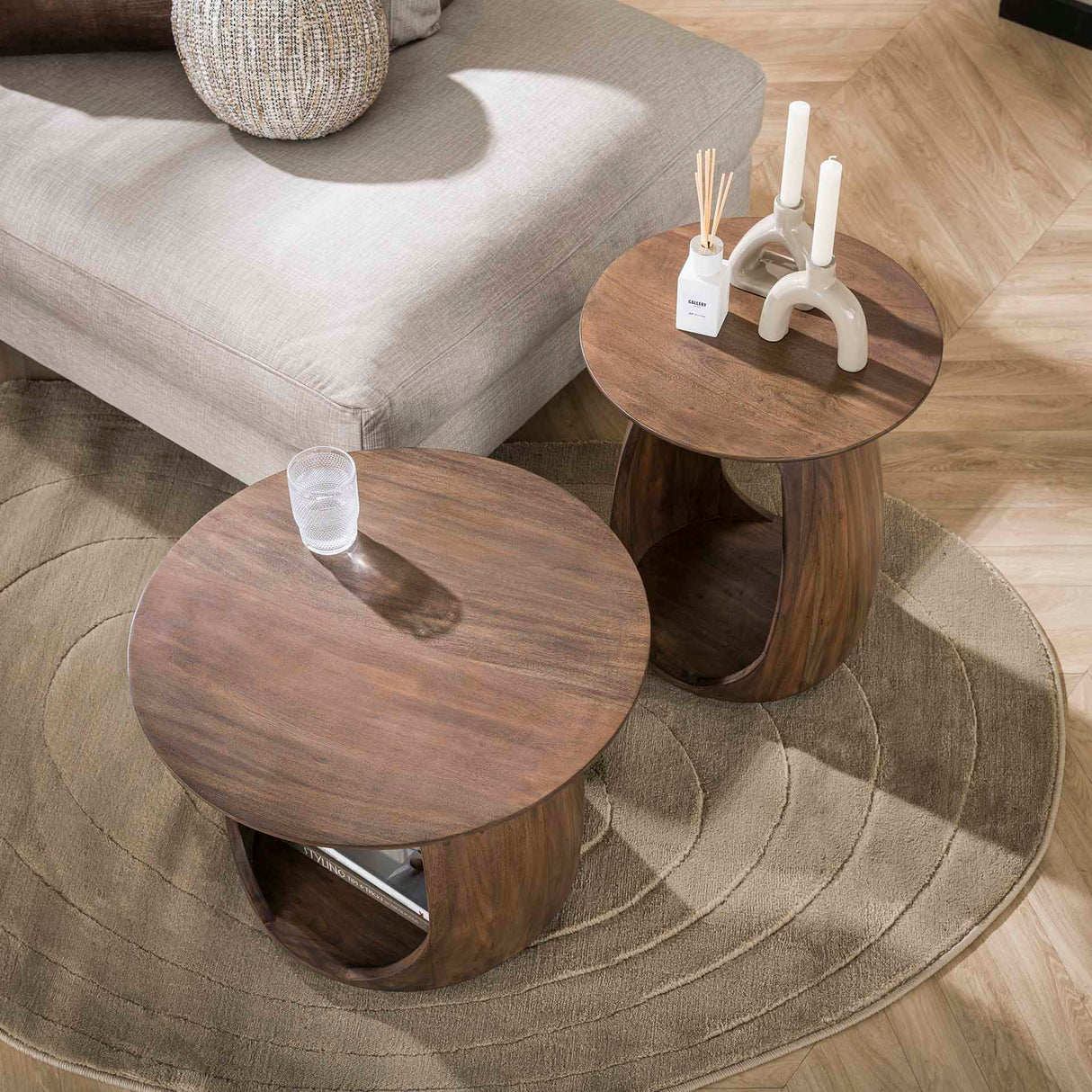 Tavolino Nore Massello di Acacia Marrone 60x60x46 cm