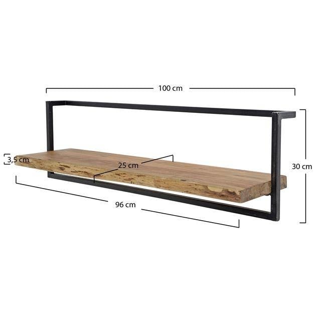 Mensola da parete Aberdeen DH Interior Acacia LxLxH 105x36x13 Legno di acacia Bianco Indicazione dimensione foto