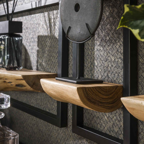 Set di 5 mensole da parete Viggo in legno di acacia e metallo