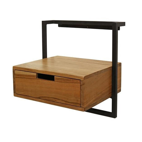 Comodino Naomi DH Interior Acacia LxLxH 49x47x20 Legno di acacia Foto bianca vista frontale diagonale