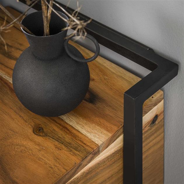 Comodino sospeso industriale Naomi Acacia vano aperto in legno