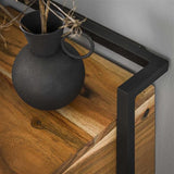 Comodino sospeso industriale Naomi Acacia vano aperto in legno