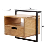 Comodino sospeso industriale Naomi Acacia vano aperto in legno