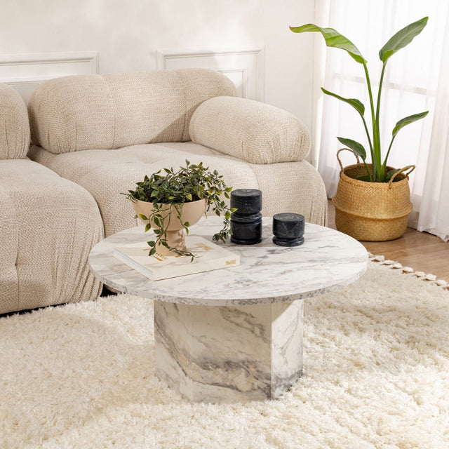 Salontafels - Ronde Salontafel Vano Marmerlook 80 cm - Dimehouse