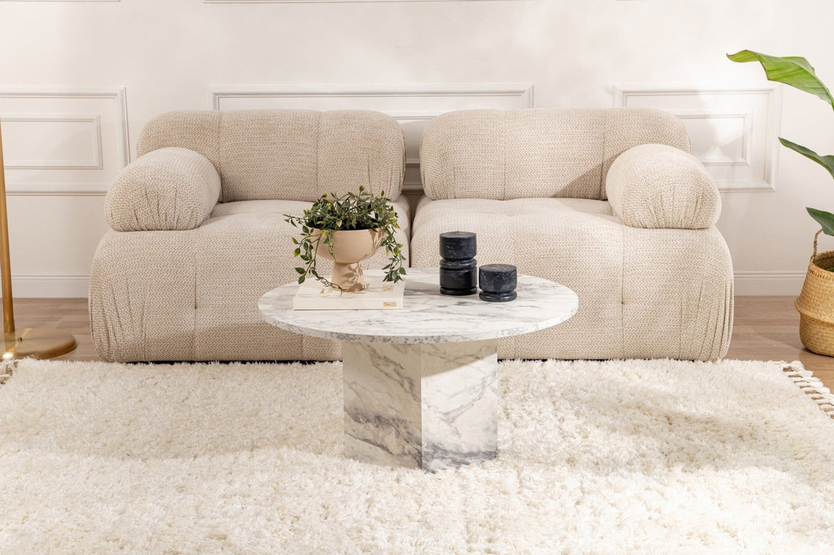 Salontafels - Ronde Salontafel Vano Marmerlook 80 cm - Dimehouse
