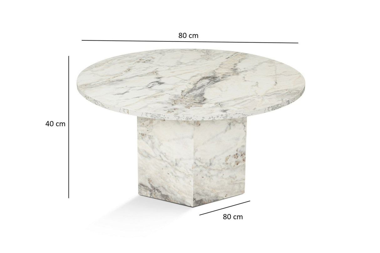 Salontafels - Ronde Salontafel Vano Marmerlook 80 cm - Dimehouse