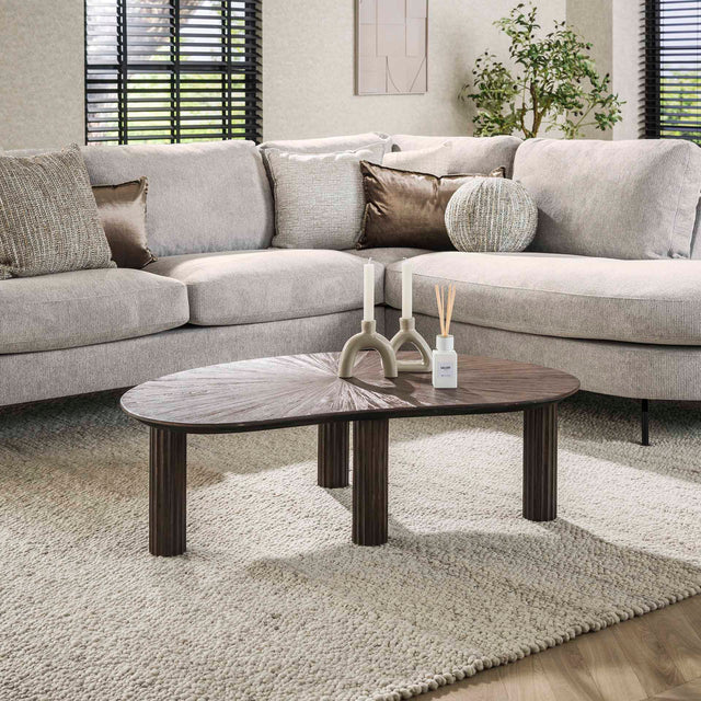 Salontafels - Salontafel Myla Organisch Teakhout Bruin 110 cm - Japandi - Dimehouse