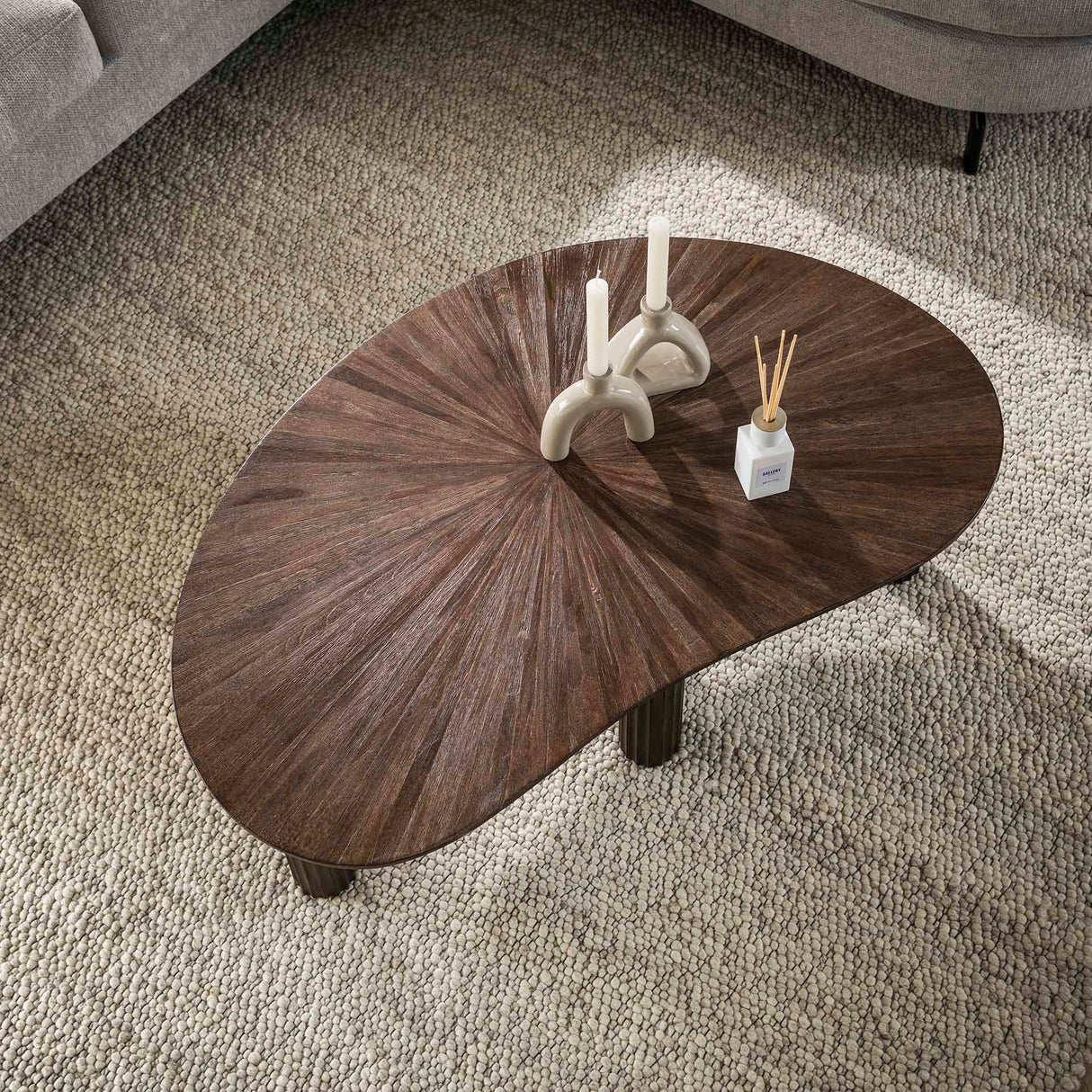 Salontafels - Salontafel Myla Organisch Teakhout Bruin 110 cm - Japandi - Dimehouse