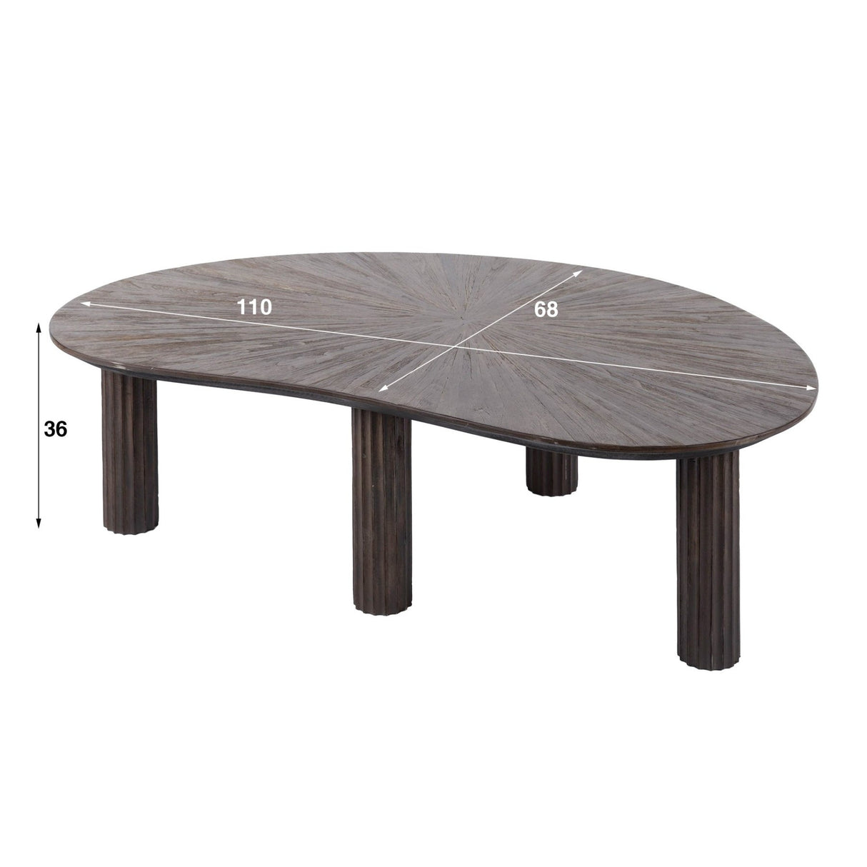 Salontafels - Salontafel Myla Organisch Teakhout Bruin 110 cm - Japandi - Dimehouse