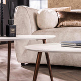 Salontafels - Salontafel Set van 2 Sylas Kiezel Wit Marmer Composiet - Brons Frame - Dimehouse