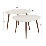 Salontafels - Salontafel Set van 2 Sylas Kiezel Wit Marmer Composiet - Brons Frame - Dimehouse