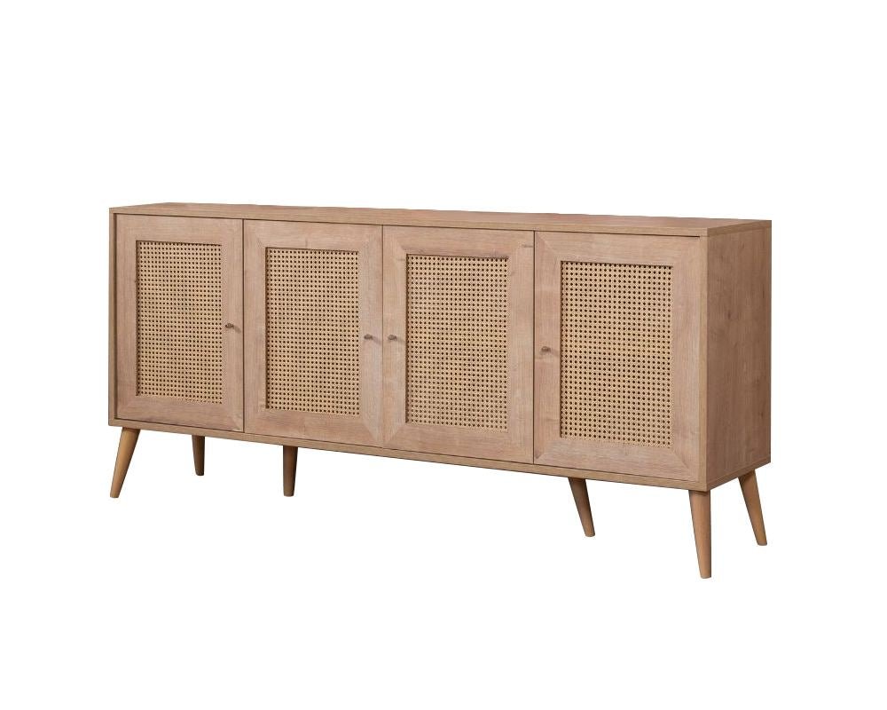 Mobile contenitore Calvin con chiusura ammortizzata 180 cm Aspetto rovere Legno composito rivestito melamina, MDF