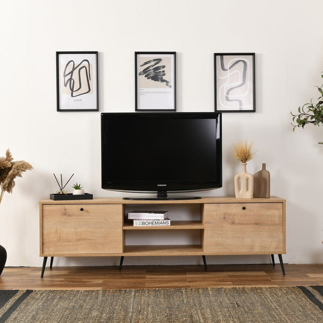 Mobile contenitore Calvin effetto rovere 180 cm Pannello in fibra di legno rivestito melaminico
