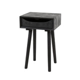 Comodino Davey in legno di acacia nero con cassetto e tacca
