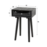 Comodino Davey in legno di acacia nero con cassetto e tacca