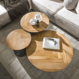 Salontafels - Salontafel set van 3 visgraad Elva teakhout - frame metaal - Dimehouse