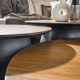 Salontafels - Salontafel set van 3 visgraad Elva teakhout - frame metaal - Dimehouse