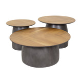 Salontafels - Salontafel set van 3 visgraad Elva teakhout - frame metaal - Dimehouse