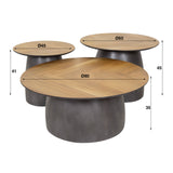 Salontafels - Salontafel set van 3 visgraad Elva teakhout - frame metaal - Dimehouse