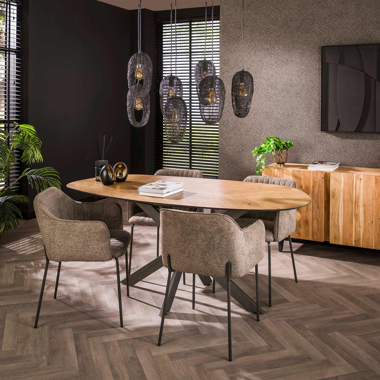 Eettafels - Organische Eettafel Annemé Visgraat 180 x 95 cm - Dimehouse