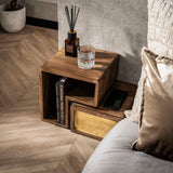 Solano set di 2 comodini in ottone massiccio color sabbia mango