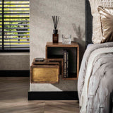 Solano set di 2 comodini in ottone massiccio color sabbia mango