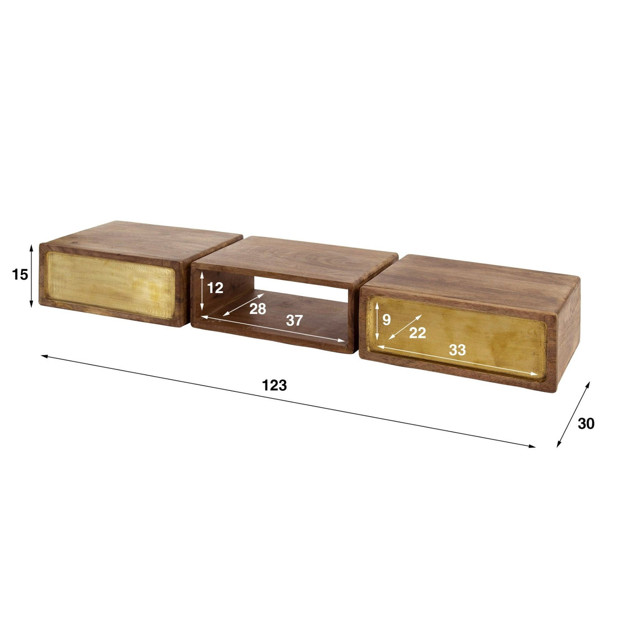 Kaptafels - Mira Hangende Kaptafel Mango Zand Brass 123 cm - Dimehouse