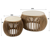 Salontafels - Vento Curve Salontafel Ø75 massief mango zand set van 2 - Dimehouse