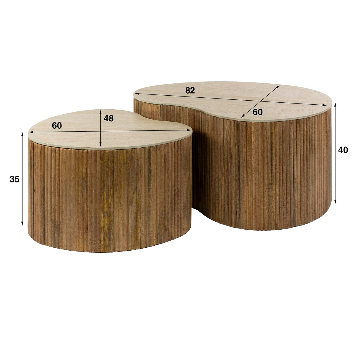 Salontafels - Vento Set van 2 Niervormige Salontafels Mango Zand - Dimehouse