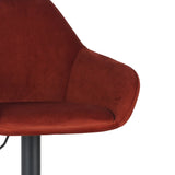 Sgabello da bar Venom in velluto color rame - Sedia da bar girevole regolabile con braccioli