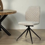 Eetkamerstoelen - Draaibare Eetkamerstoel Lichtgrijs Charly Chenille Stof - Dimehouse