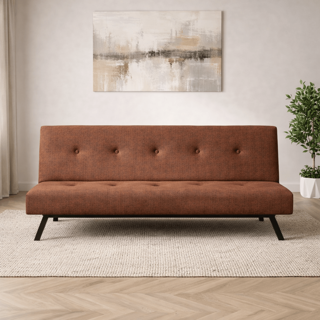 Divano letto Zoly in tessuto marrone a 3 posti - 180 cm - Senza braccioli - Zoly