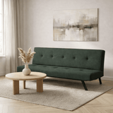 Divano letto in tessuto verde a 3 posti - 180 cm - Senza braccioli - Zoly