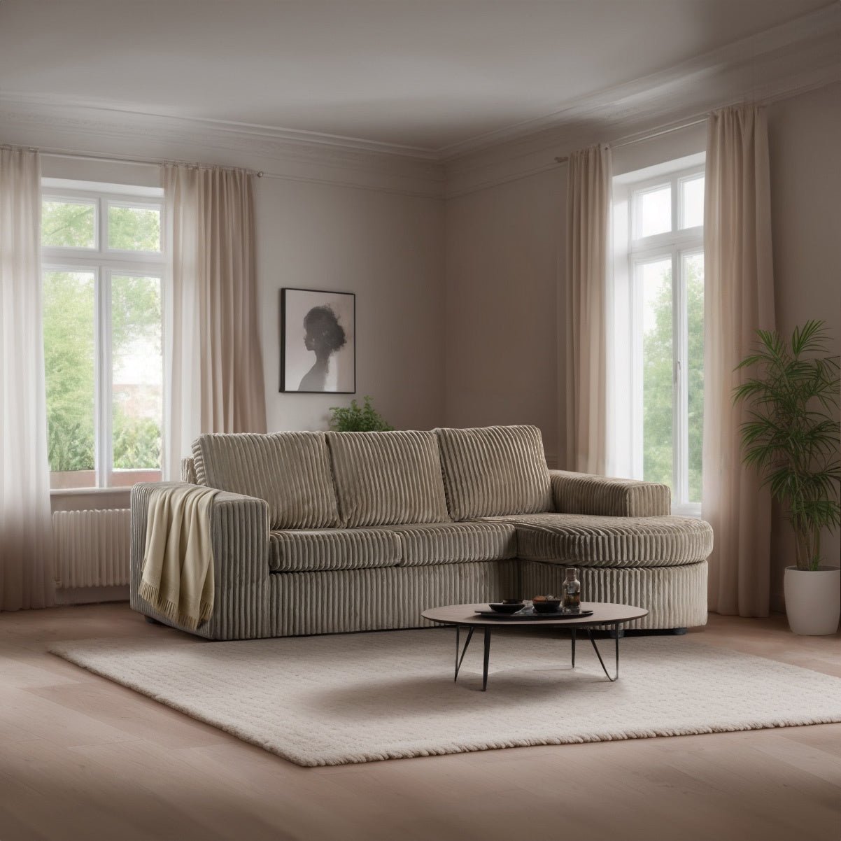 Divano Flores DH Interior Beige Foto ambientale vista diagonale frontale