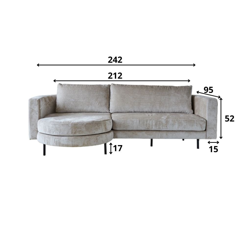 Divano Bella Dimehouse Beige LxPxH 138x98x55 Tessuto Indicazione dimensione foto bianca