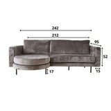 Divano Bella Dimehouse Tessuto Grigio LxPxH 138x98x55 Tessuto Bianco Indicazione dimensione foto