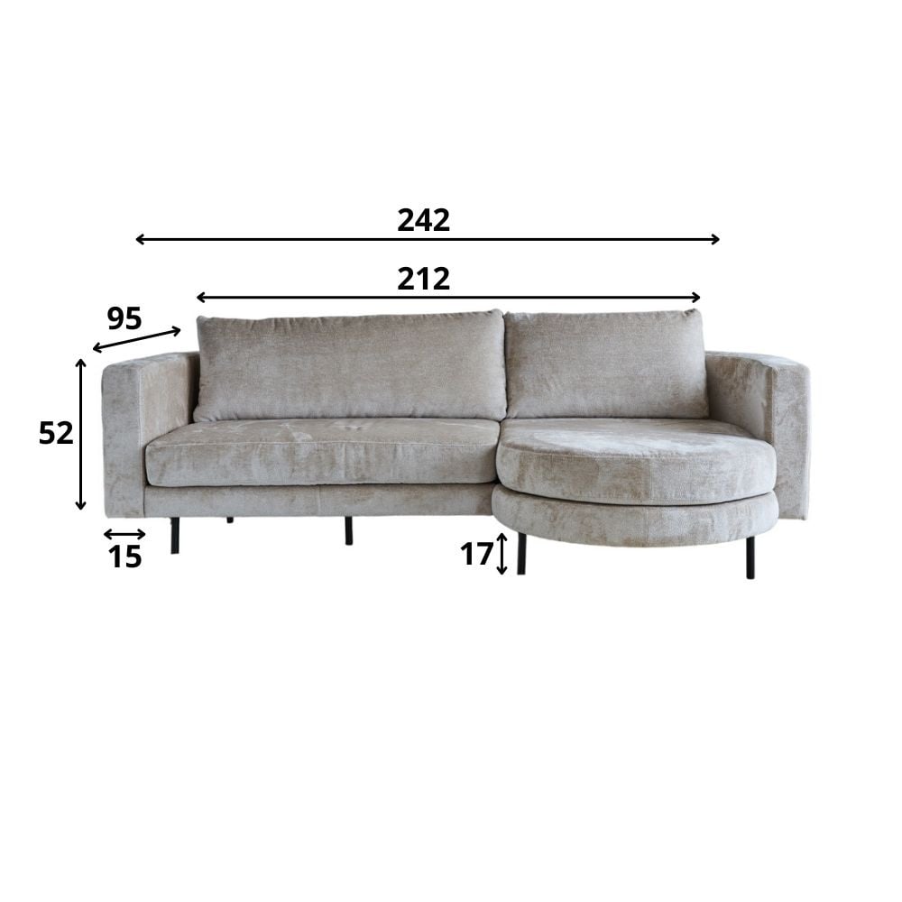 Divano Bella Dimehouse Beige LxPxH 138x98x55 Tessuto Indicazione dimensione foto bianca