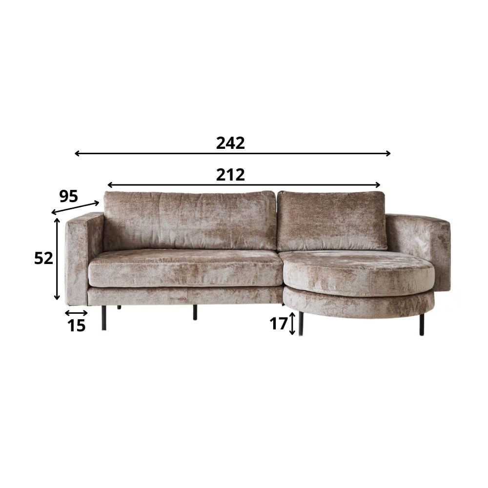 Divano Bella Dimehouse Tortora LxPxH 138x98x55 Tessuto Bianco Indicazione dimensione foto