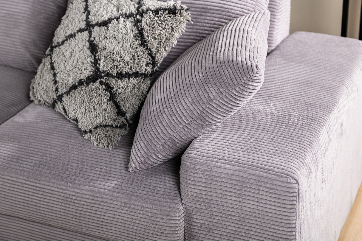 Divano Cambridge DH Interno in tessuto grigio a costine Dettaglio fotografico atmosferico