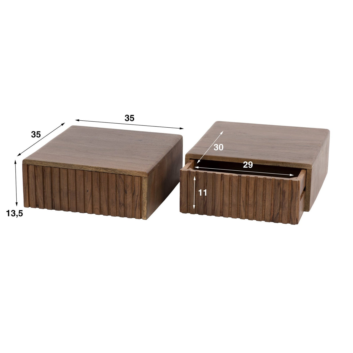 Nachtkastjes - Zwevend Nachtkastje Dex Acaciahout Drift brown 1 lade - Dimehouse