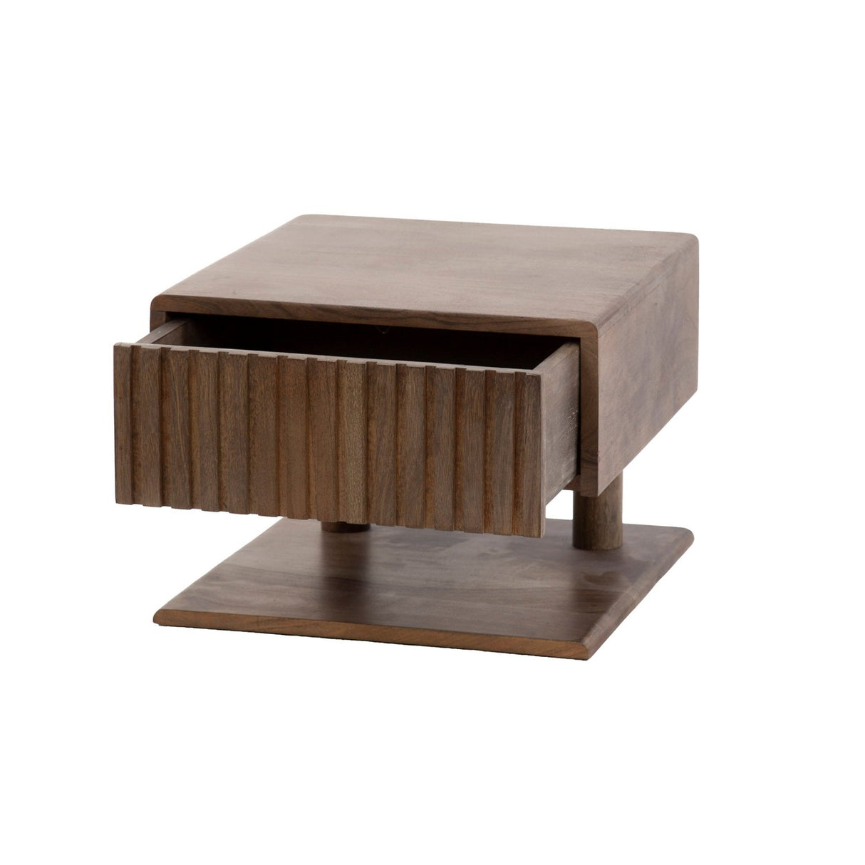 Nachtkastjes - Zwevend Nachtkastje Dex Acaciahout Drift Brown 1 Lade Open Plank - Dimehouse