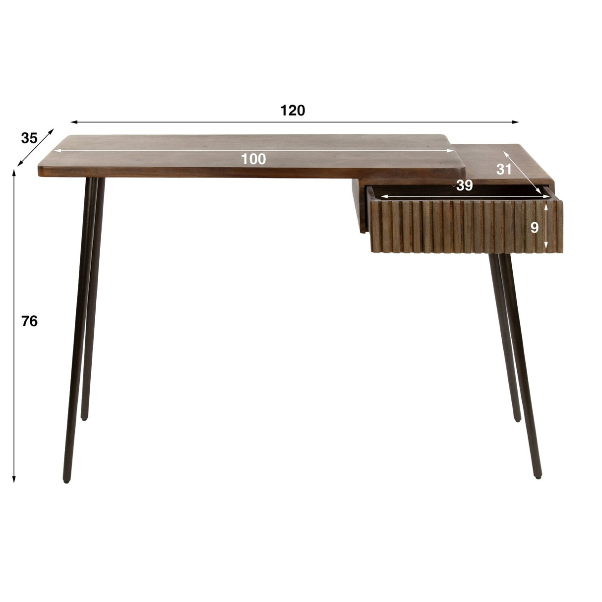 Kaptafels - Kaptafel Elin Massief Acacia Drift Brown 120 cm - Dimehouse