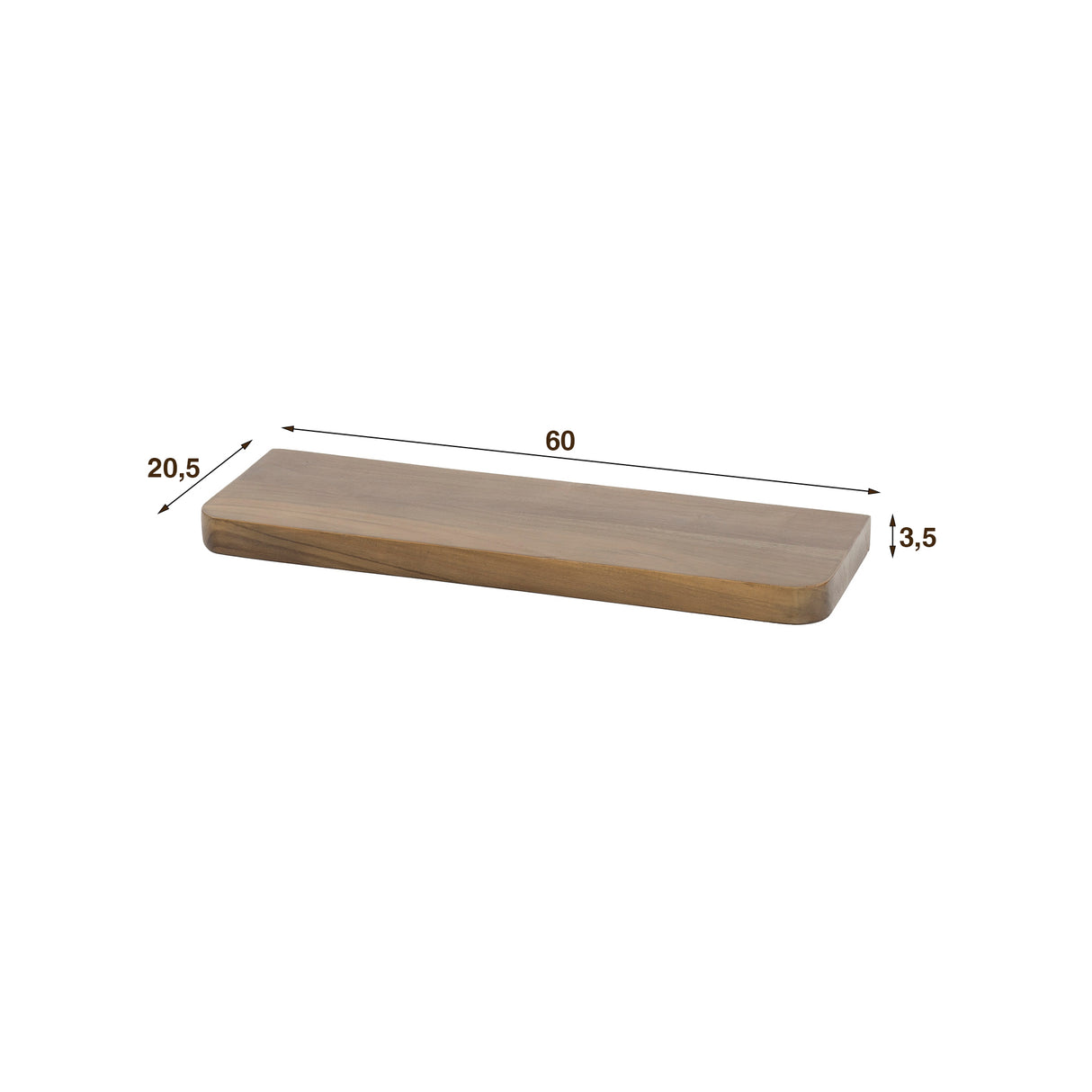 Mensola da parete Noa 60 cm Legno massello di acacia Drift Brown