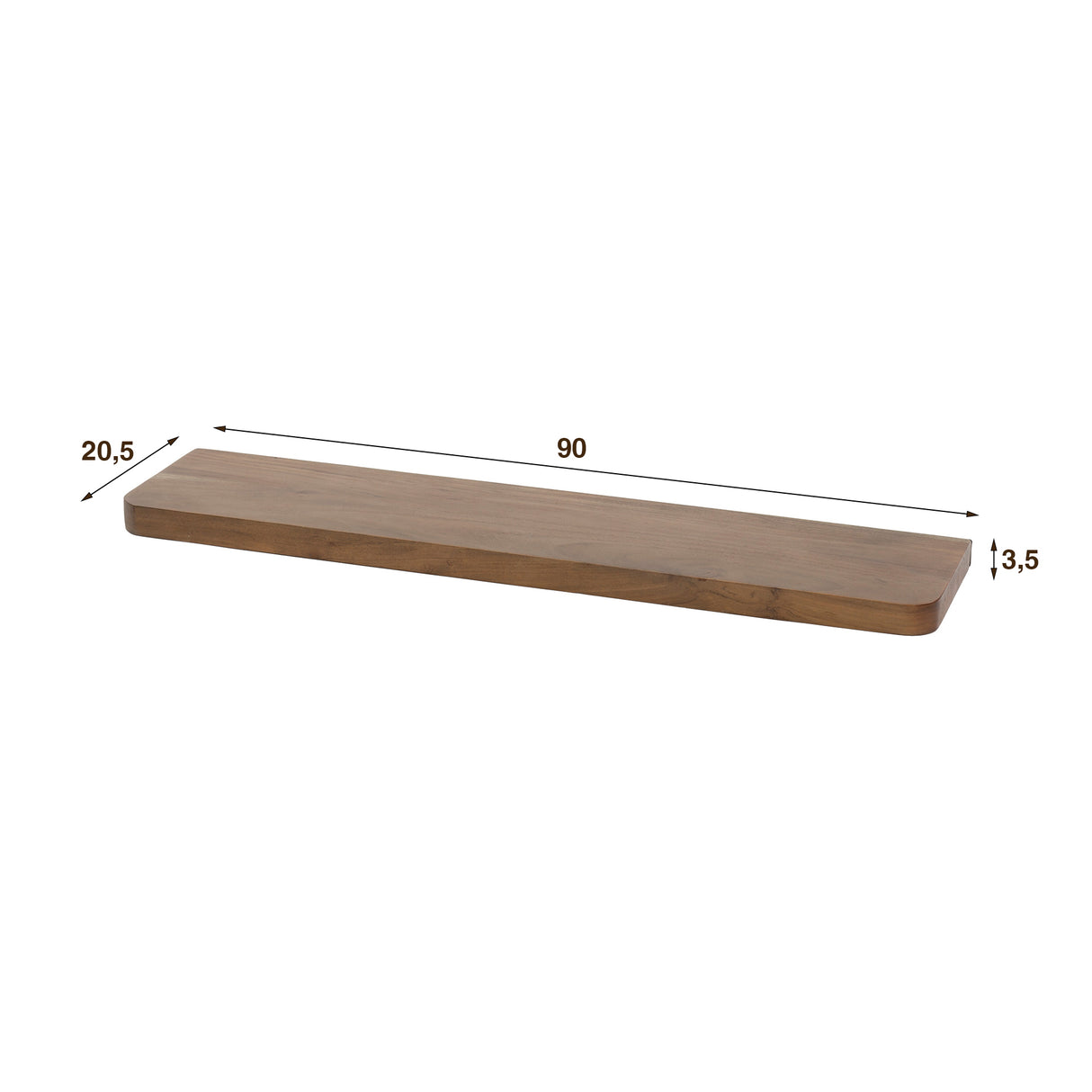 Wandplanken - Wandplank Noa 90 cm Massief Acaciahout Drift Brown - Dimehouse