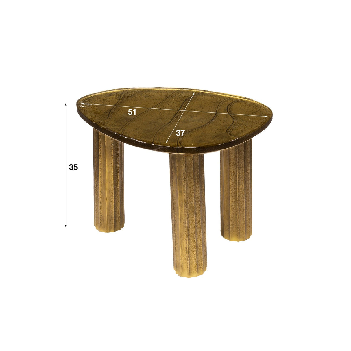 Salontafels - Salontafel Aura S Antiek Goud 51x37 cm - Dimehouse