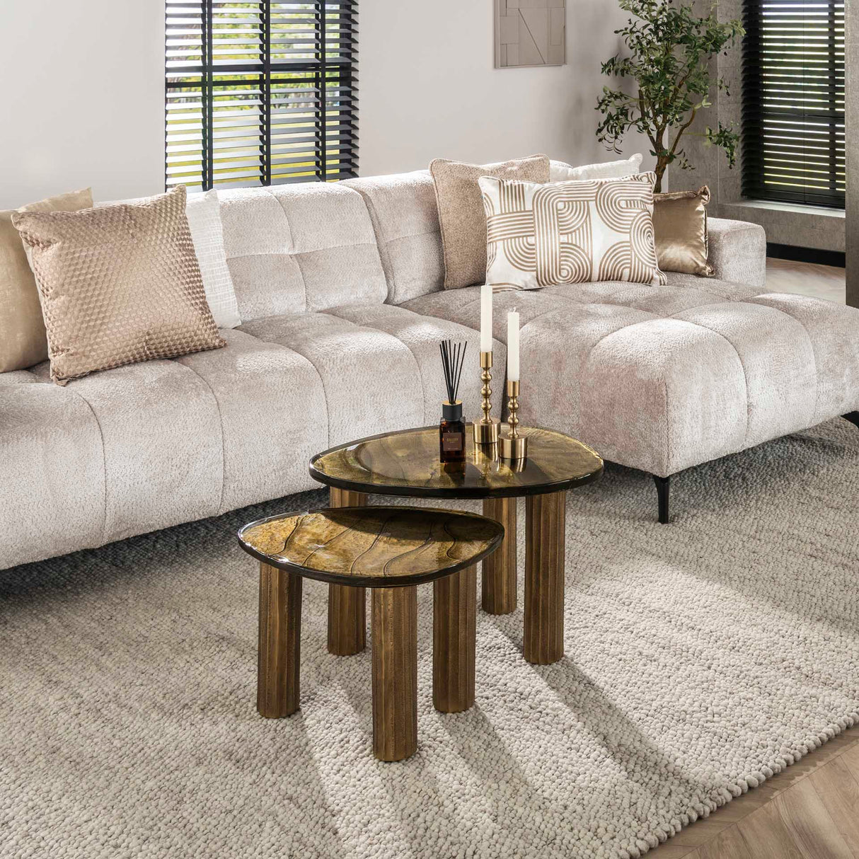 Salontafels - Salontafel Aura S Antiek Goud 51x37 cm - Dimehouse