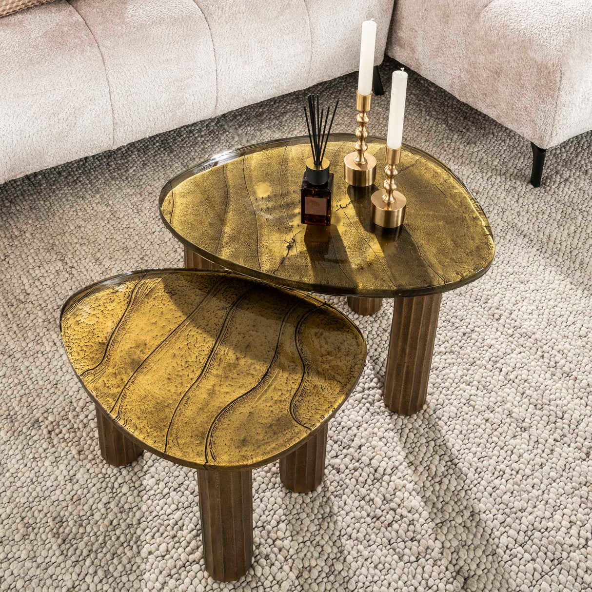 Salontafels - Salontafel Aura S Antiek Goud 51x37 cm - Dimehouse