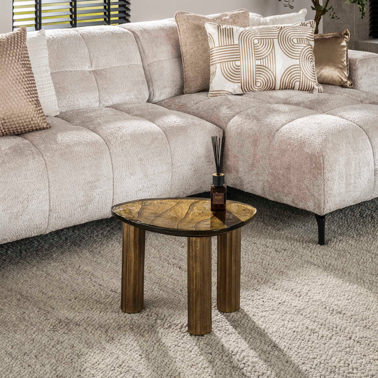 Salontafels - Salontafel Aura S Antiek Goud 51x37 cm - Dimehouse